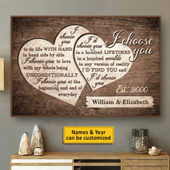 I Love You Unconditionally - Personalized Horizontal Poster - Gift For Couples. Husband Wife