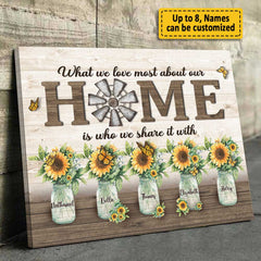 What We Love Most About Our Home - Personalized Horizontal Canvas - Gift For Couples. Husband Wife