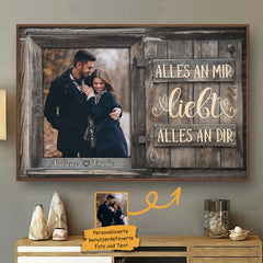 Alles An Mir Liebt Alles An Dir - Upload Image. Gift For Couples. Husband Wife - Personalized Horizontal Poster German