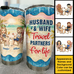 Travel Partners For Life - Personalized Tumbler - Gift For Couples. Husband Wife