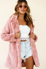 Tahoe Faux Fur Notch Lapel Coat Blush