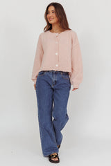 Taking Notes Button Front Cardigan Blush