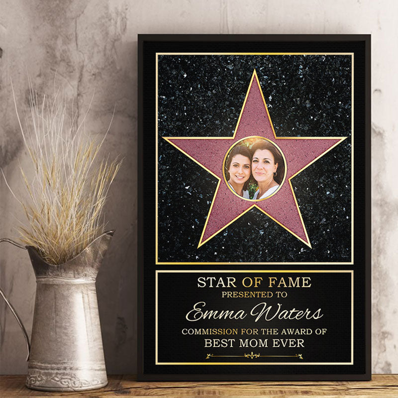 Custom Photo Star Of Fame. Best Mom Of The Year - Family Personalized Custom Vertical Poster - Mother's Day. Birthday Gift For Mom