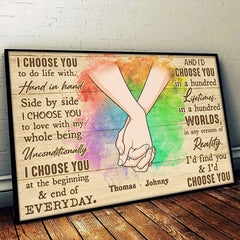 I Choose You To Do Life With - Couple Personalized Custom Horizontal Poster - Gift For Couples. Husband Wife. Anniversary. LGBTQ+