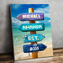Love You To The Beach And Back - Couple Personalized Custom Vertical Canvas - Gift For Husband Wife. Anniversary