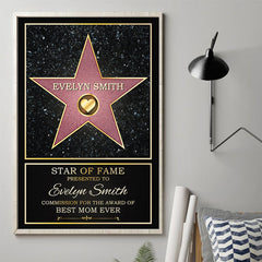 Star Of Fame. Best Mom. Best Dad Of The Year - Family Personalized Custom Vertical Poster - Mother's Day. Father's Day. Birthday Gift For Mom And Dad