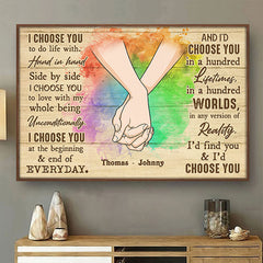 I Choose You To Do Life With - Couple Personalized Custom Horizontal Poster - Gift For Couples. Husband Wife. Anniversary. LGBTQ+