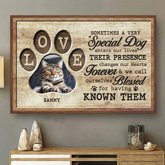 Custom Photo Walk Beside Us Every Day - Dog & Cat Personalized Custom Horizontal Home Decor Poster - House Warming Gift For Pet Owners. Pet Lovers