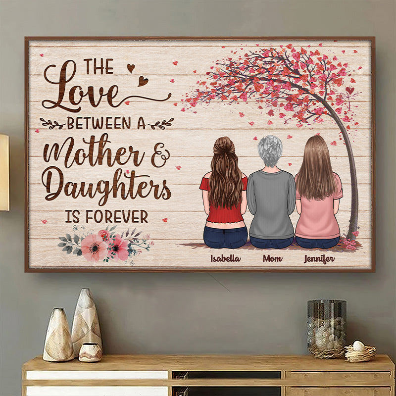 Mother & Son Daughter Forever Linked Together - Family Personalized Custom Horizontal Poster - Mother's Day. Birthday Gift For Mom