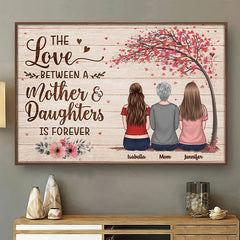 Mother & Son Daughter Forever Linked Together - Family Personalized Custom Horizontal Poster - Mother's Day. Birthday Gift For Mom