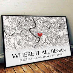 Where It All Began - Couple Personalized Custom Horizontal Poster - Gift For Husband Wife. Anniversary