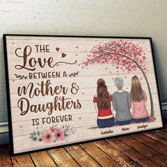 Mother & Son Daughter Forever Linked Together - Family Personalized Custom Horizontal Poster - Mother's Day. Birthday Gift For Mom