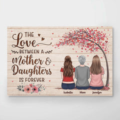 Mother & Son Daughter Forever Linked Together - Family Personalized Custom Horizontal Poster - Mother's Day. Birthday Gift For Mom