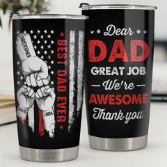 Thank You Dad You're Awesome - Family Personalized Custom Tumbler - Father's Day. Birthday Gift For Dad. Grandpa