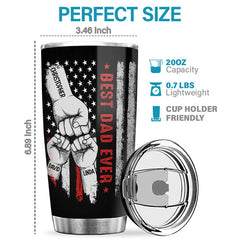 Thank You Dad You're Awesome - Family Personalized Custom Tumbler - Father's Day. Birthday Gift For Dad. Grandpa