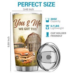 God Blessed The Broken Road - Couple Personalized Custom Tumbler - Gift For Husband Wife. Anniversary