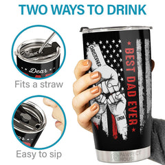 Thank You Dad You're Awesome - Family Personalized Custom Tumbler - Father's Day. Birthday Gift For Dad. Grandpa