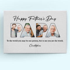 Custom Photo Happy Father's Day. Papa - Family Personalized Custom Horizontal Canvas - Father's Day. Birthday Gift For Dad. Grandpa