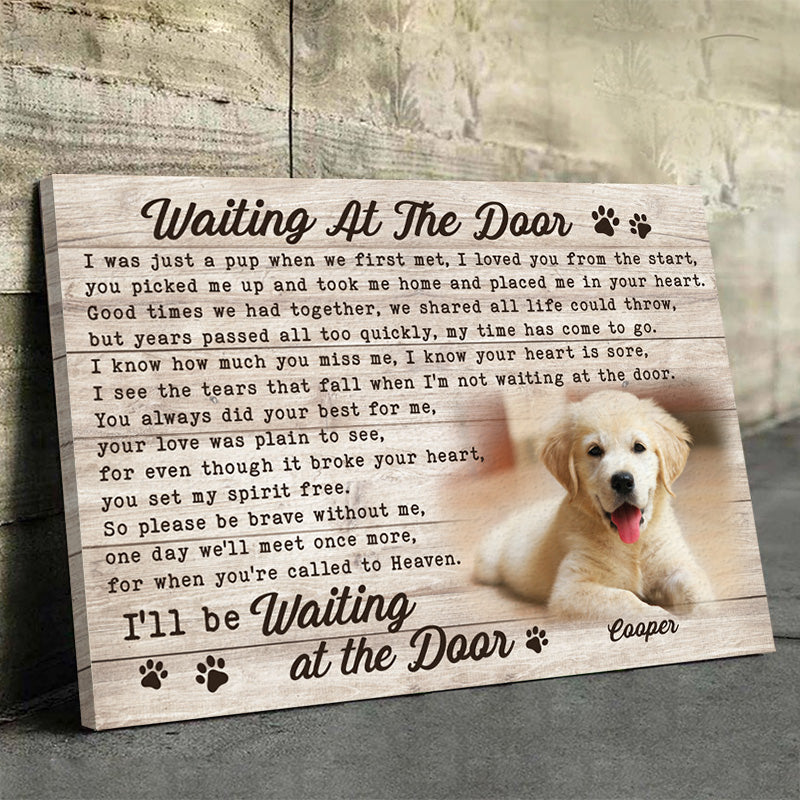 Custom Photo Waiting At The Door - Dog & Cat Personalized Custom Horizontal Canvas - Gift For Pet Owners. Pet Lovers