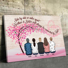 We'll Always Be Connected By Heart - Family Personalized Custom Horizontal Canvas - Gift For Siblings. Brothers. Sisters
