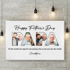 Custom Photo Happy Father's Day. Papa - Family Personalized Custom Horizontal Canvas - Father's Day. Birthday Gift For Dad. Grandpa