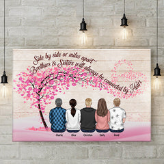 We'll Always Be Connected By Heart - Family Personalized Custom Horizontal Canvas - Gift For Siblings. Brothers. Sisters