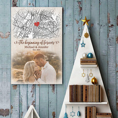 Custom Photo The Beginning Of Forever - Couple Personalized Custom Vertical Poster - Gift For Husband Wife. Anniversary