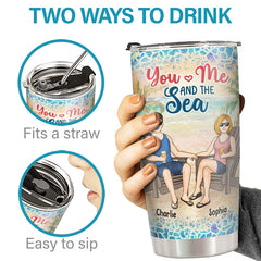 You & Me And The Sea - Couple Personalized Custom Tumbler - Gift For Husband Wife. Anniversary