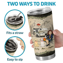Tough Enough To Be A Dog Mom And Camping Queen - Camping Personalized Custom Tumbler - Gift For Camping Lovers. Pet Owners. Pet Lovers