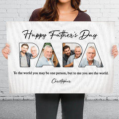 Custom Photo Happy Father's Day. Papa - Family Personalized Custom Horizontal Canvas - Father's Day. Birthday Gift For Dad. Grandpa