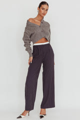 Netherlands Drop Shoulder Crop Cardigan Grey