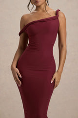 Salome | Berry Twisted Asymmetric Midi Dress