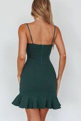 Emoji Bodycon Mini Dress Forest Green