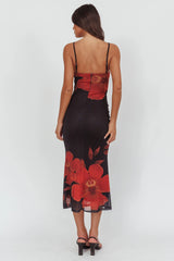 Fortune Bust Tie Maxi Dress Hibiscus Black