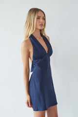 Libby Pleated Halter Mini Dress