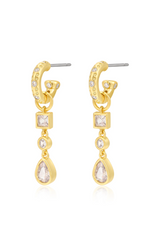 LUV AJ Bezel Stone Charm Huggies