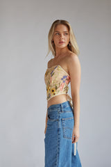 Marigold Strapless Floral Lace Corset Top