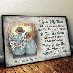 There Is No One. Who Misses You More Than Me - Memorial Personalized Custom Horizontal Poster - Sympathy Gift For Husband Wife