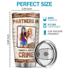 Custom Photo Partners In Crime - Bestie Personalized Custom Tumbler - Gift For Best Friends. BFF. Sisters