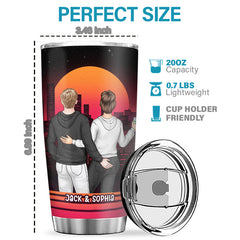 All Because Two People Swiped Right - Couple Personalized Custom Tumbler - Gift For Husband Wife. Anniversary