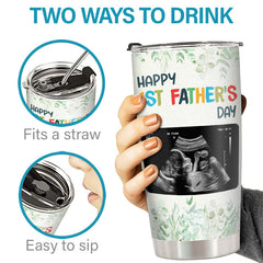 Custom Photo Our Adventures Are About To Start - Family Personalized Custom Tumbler - Father's Day. Birthday Gift For First Dad