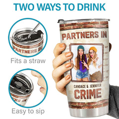Custom Photo Partners In Crime - Bestie Personalized Custom Tumbler - Gift For Best Friends. BFF. Sisters